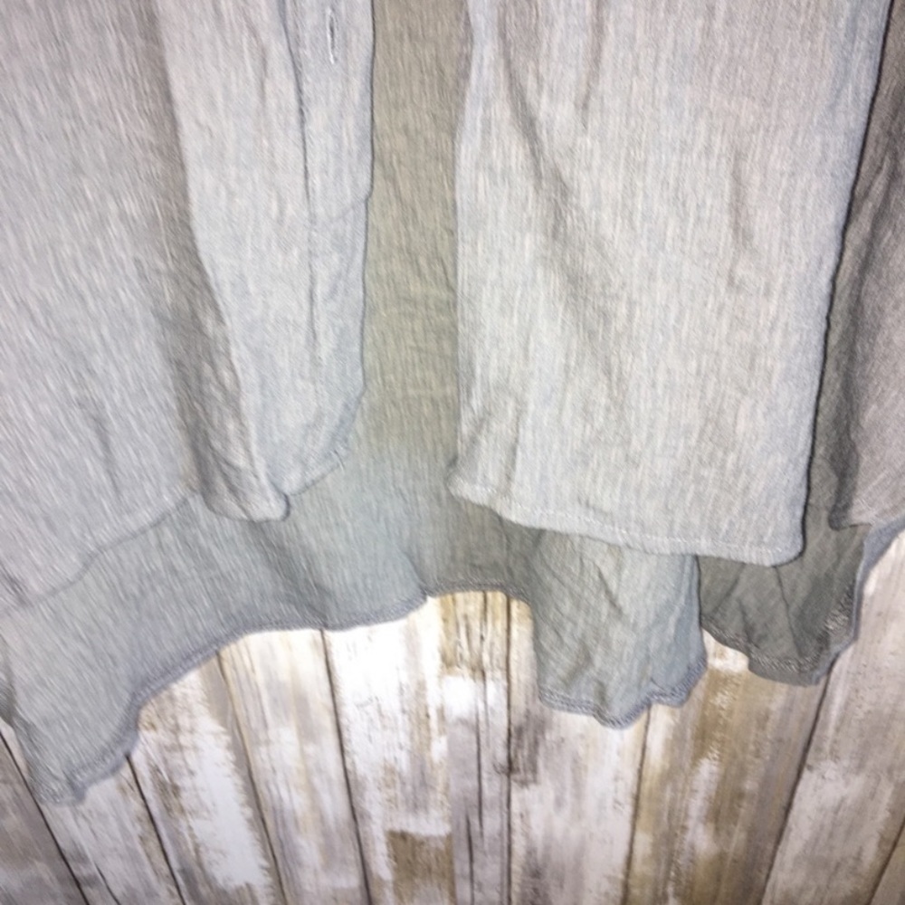 Umgee Dusty Blue Ruffle Open Sleeve Button Down - Picture 4 of 5